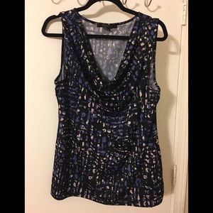 Multi color cowl neck sleeveless top size Large